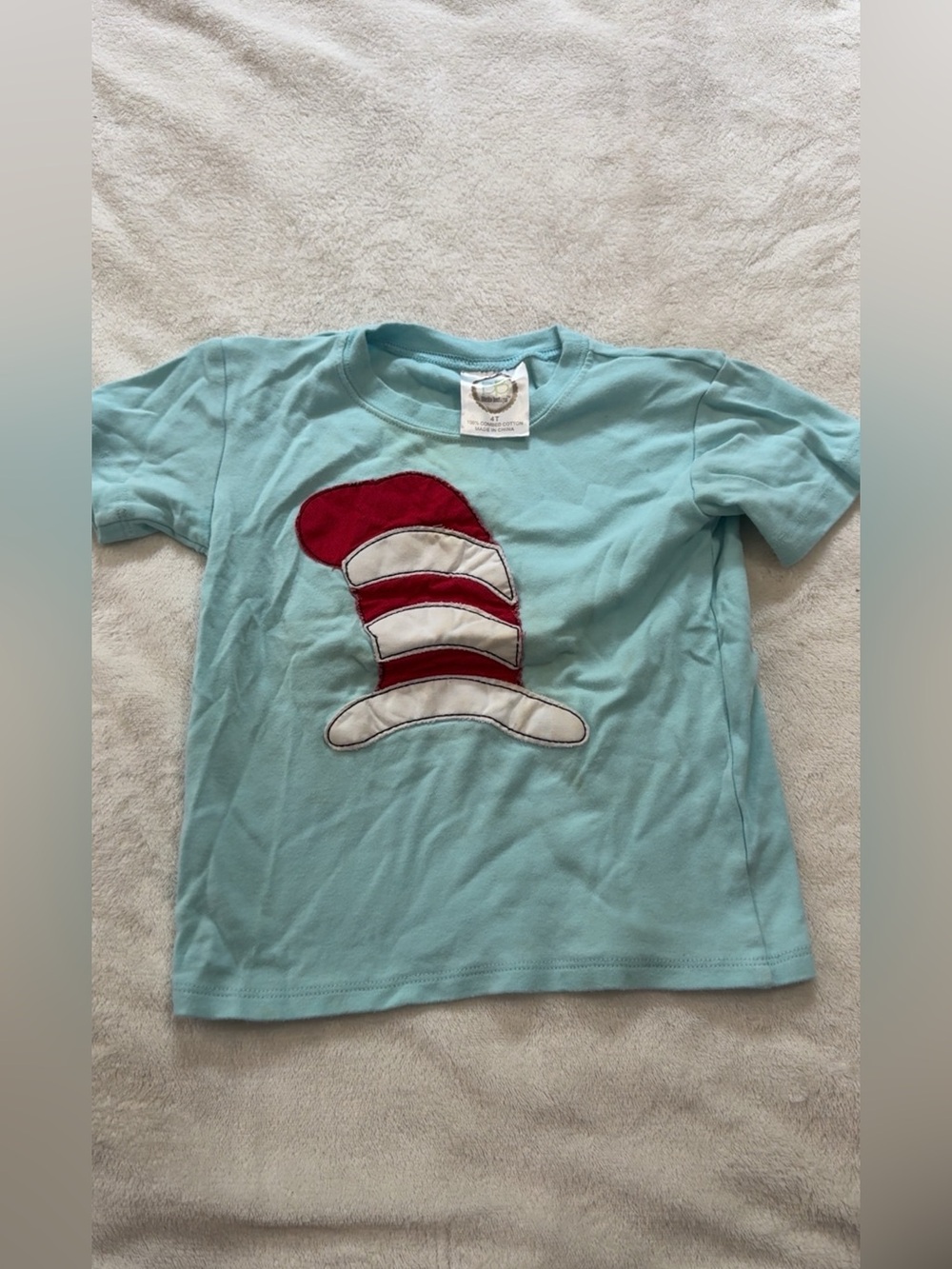 Light Blue Cat in The Hat Shirt